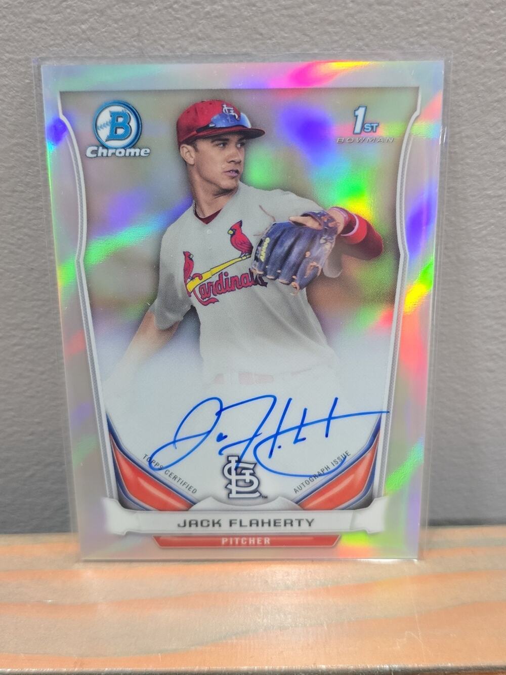 2014 BOWMAN CHROME JACK FLAHERTY ROOKIE REFRACTOR AUTOGRAPH AUTO CARDINALS